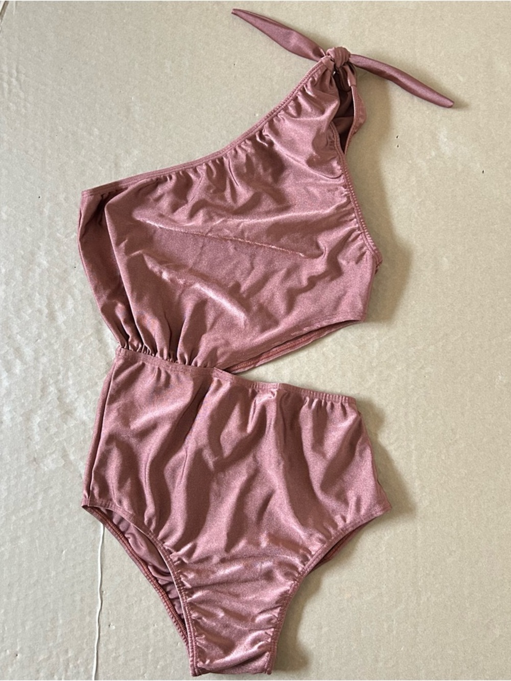 Brazil Del Mar Swimwear Tie Shoulder One Piece Bodysuit Rose Gold Women’s Large